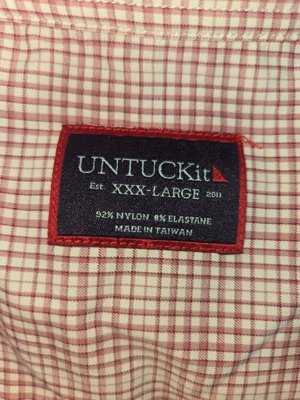 Untuckit Mens Nylon Blend Red Plaid Button-Up Shirt 3XL - Picture 5 of 8